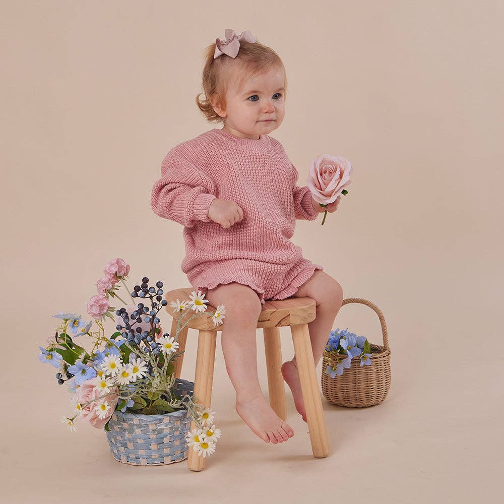 Snuggle Hunny Oversized Cotton Knit Jumper Rosa