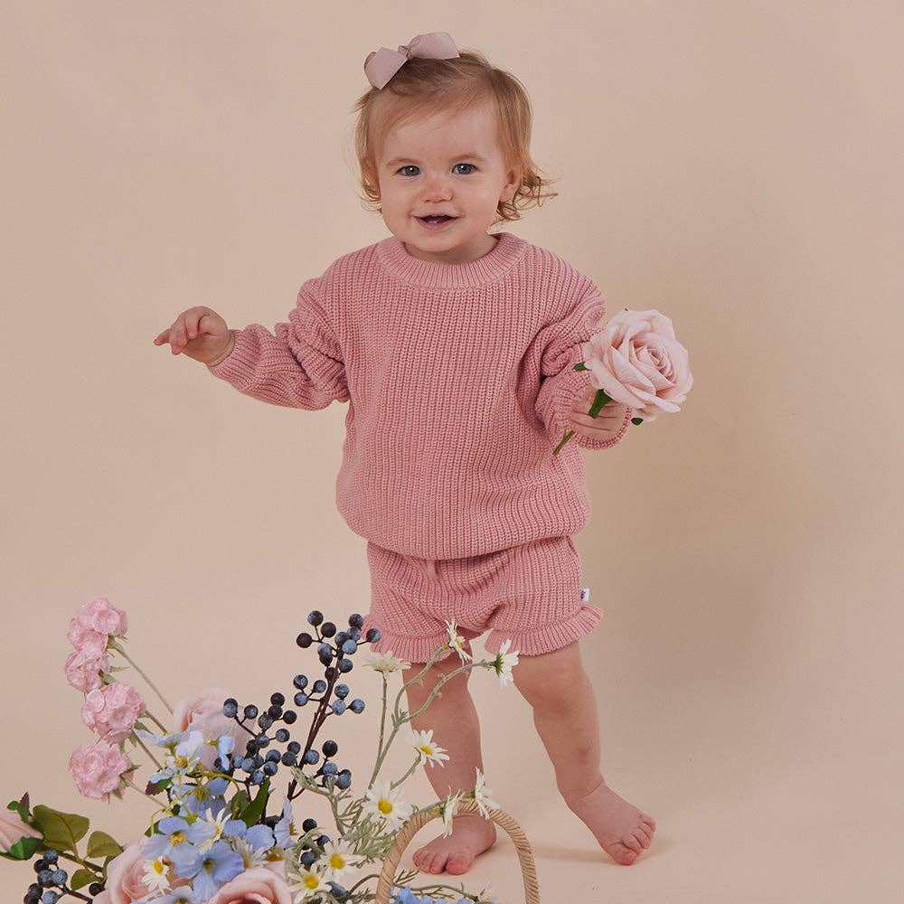 Snuggle Hunny Oversized Cotton Knit Jumper Rosa