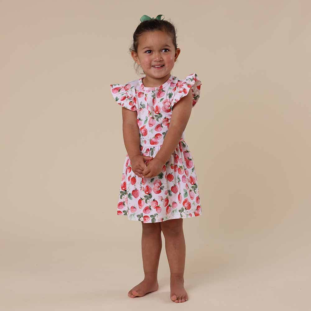 Snuggle Hunny Strawberry Short Sleeve Organic Dress