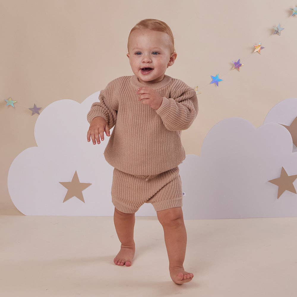 Snuggle Hunny Oversized Cotton Knit Jumper Hazelnut