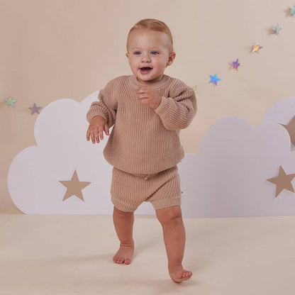 Snuggle Hunny Oversized Cotton Knit Jumper Hazelnut