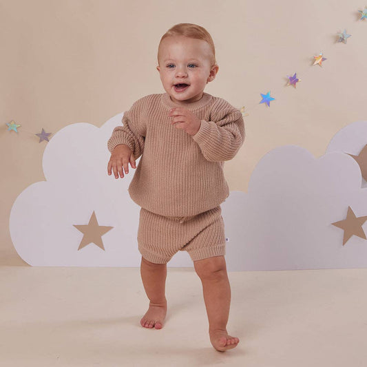 Snuggle Hunny Oversized Cotton Knit Jumper Hazelnut