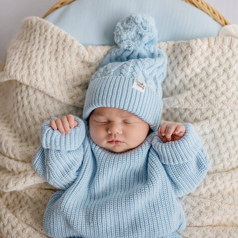 Snuggle Hunny Oversized Cotton Knit Jumper Baby Blue