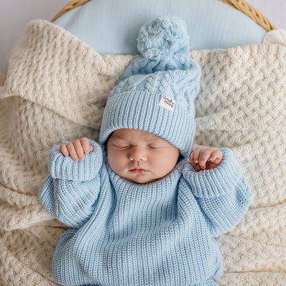 Snuggle Hunny Oversized Cotton Knit Jumper Baby Blue