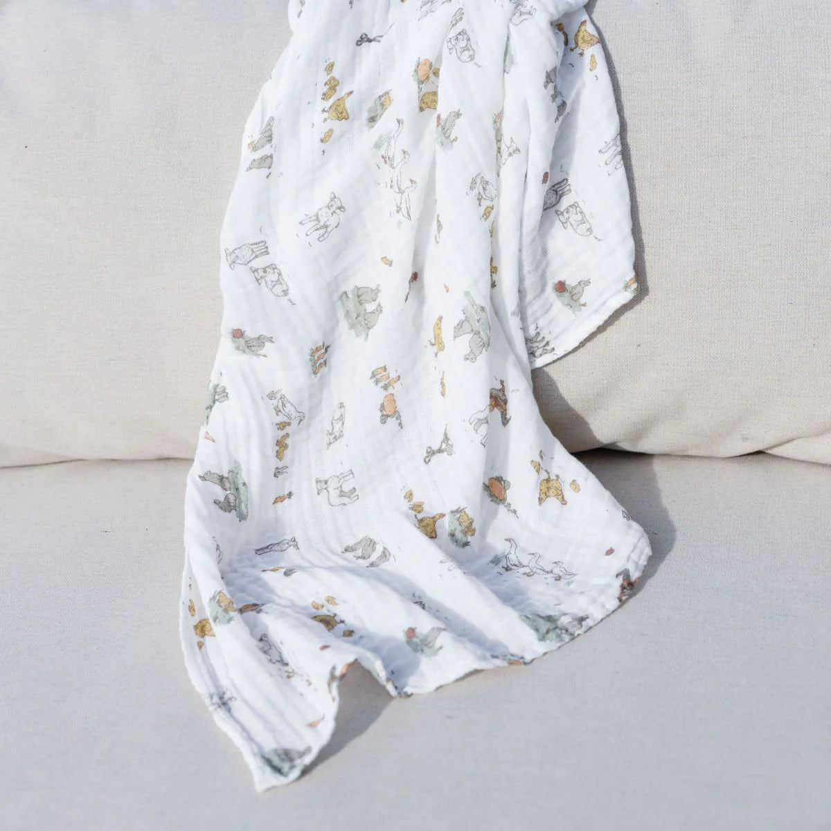 Little Linen Printed Muslin Wrap Farmyard Lamb