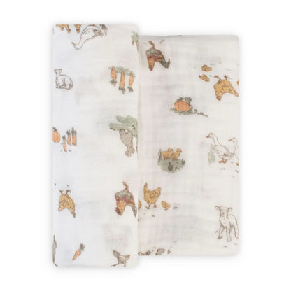 Little Linen Printed Muslin Wrap Farmyard Lamb