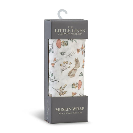Little Linen Printed Muslin Wrap Harvest Bunny