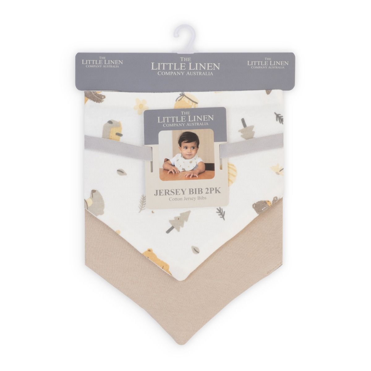 Little Linen Jersey Bib 2pk Nectar Bear