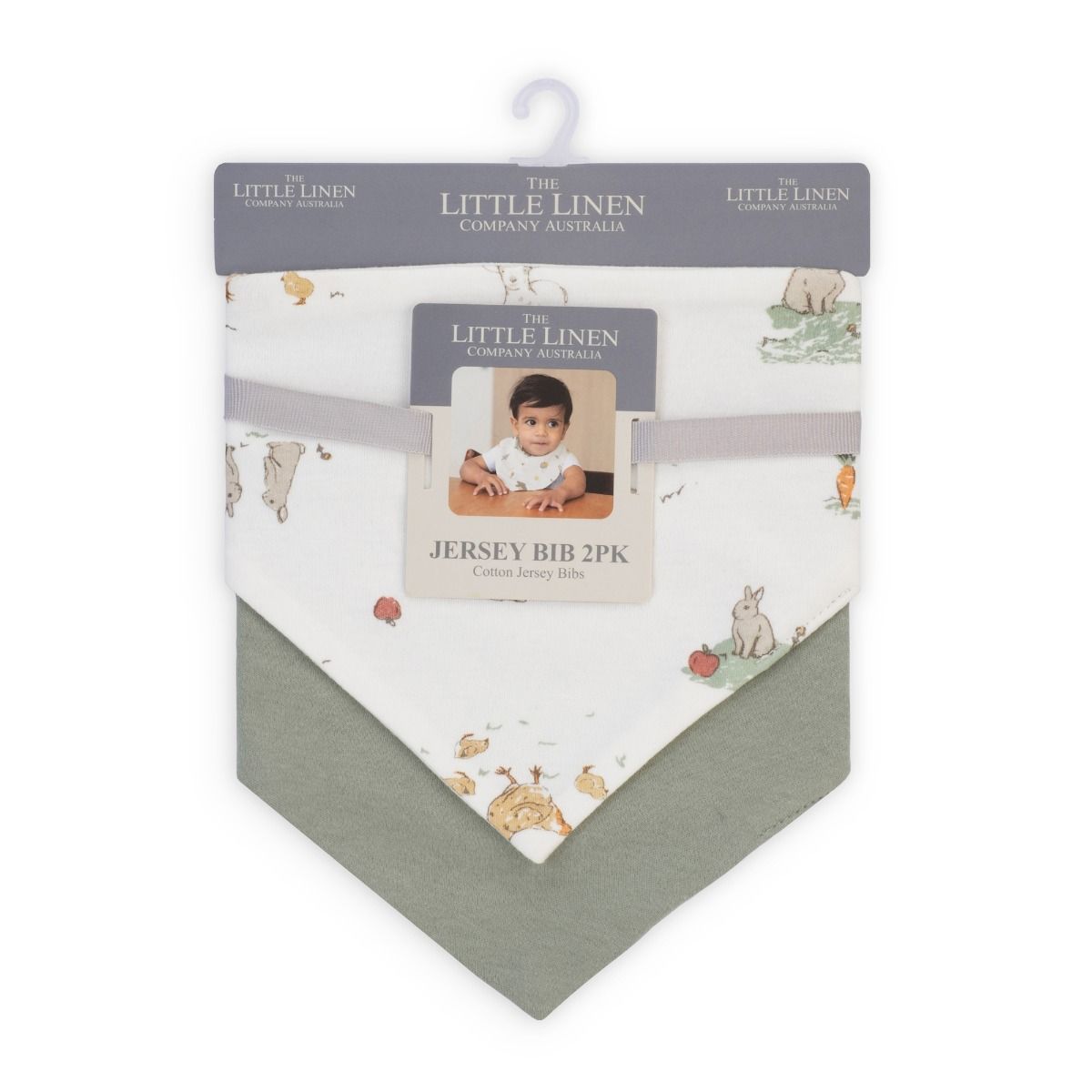 Little Linen Jersey Bib 2pk Farmyard Lamb