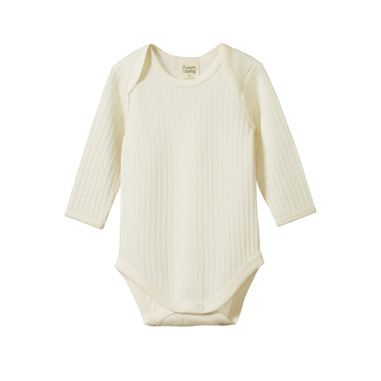 Nature Baby Merino Long Sleeve Bodysuit Pointelle Natural