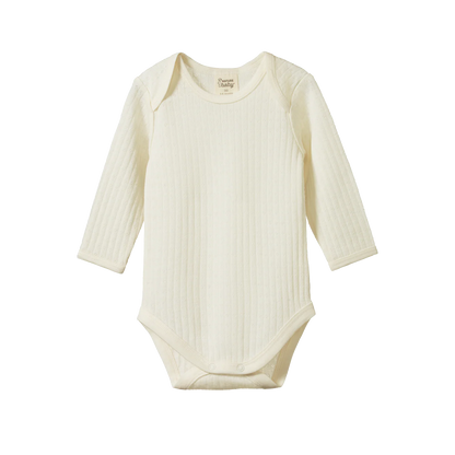 Nature Baby Merino Long Sleeve Bodysuit Pointelle Natural